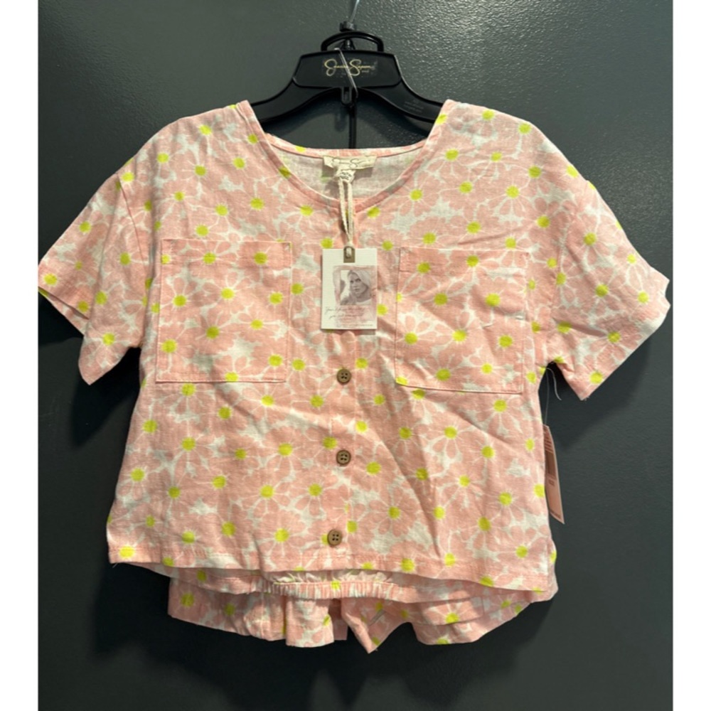 **SOLD**NWT Jessica Simpson floral linen blend 2-piece outfit girls sz XL 12